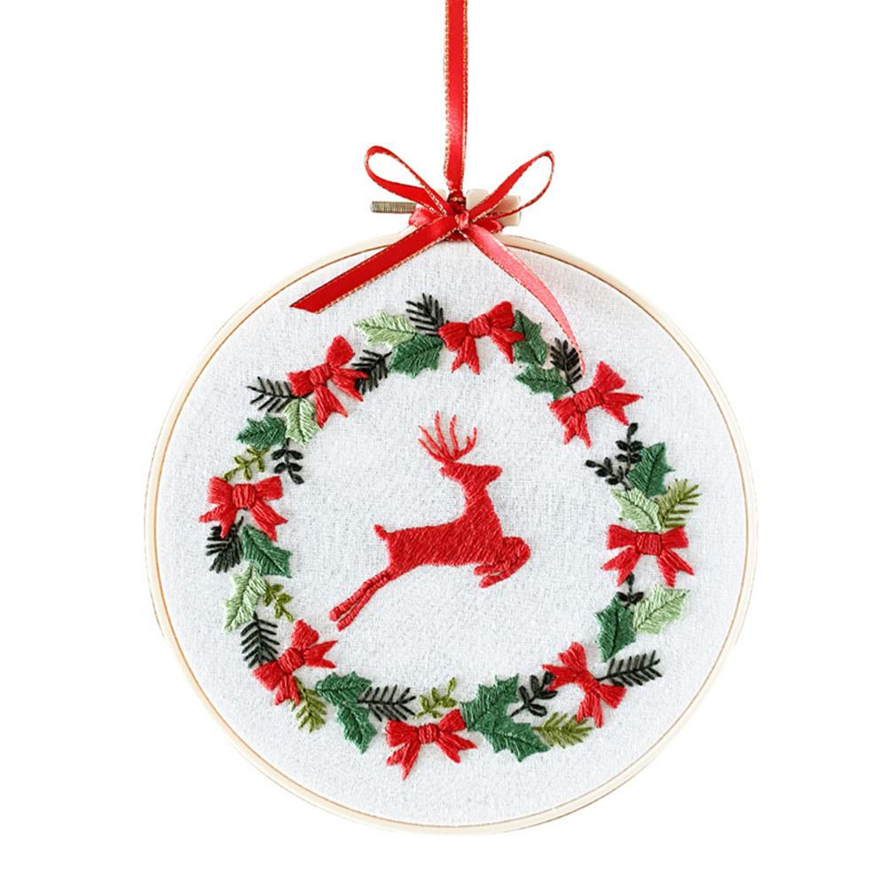 Diy Christmas Embroidery for Beginners Adults Cross Stitch Patterns Starter Kits with Embroidery Hoop: 3