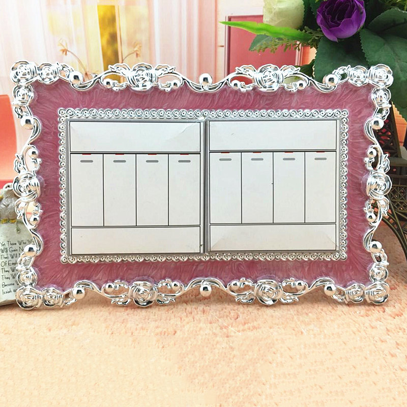 Hars Dubbele Lichtschakelaar Surround Socket Vinger Plaat Panel Cover Decor SKD88: Roze