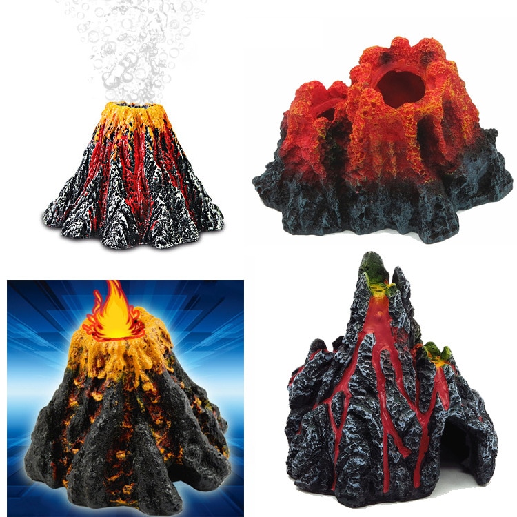 Aquarium Volcano with Air Bubbler, Realistic Fish Tank Volcano Ornaments Bubble Maker, Great Addition to Fish Tank Aquarium