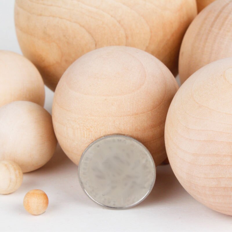 Bolas de madera Natural para manualidades, esferas de 30mm a 60mm de diámetro, suministros redondos para carpintería, 1 BOLA DE MADERA