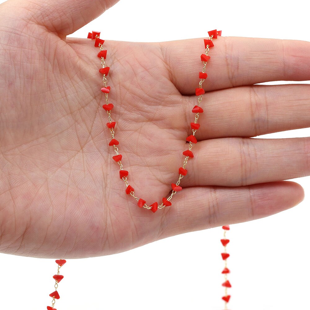 1 metro fio de ouro feito à mão envolvido rosário corrente contas de pedra correntes para fazer jóias diy colar pulseira tornozeleira acessórios