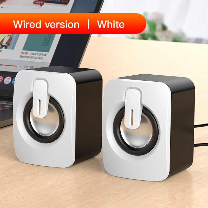 USB Wired Computer Speakers PC 4D Stereo Sound Surround Loudspeaker for Laptop Desktop Bluetooth Speaker Multimedia Loudspeaker: wired white 2pcs