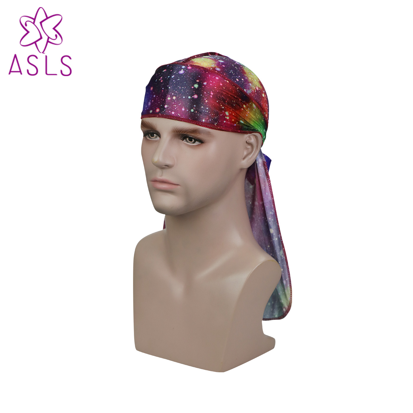 Nueva galaxia galáctica estrellas patrones sedoso Durag turbante sombrero pelucas Durags Doo trapo diadema motorista pirata sombrero accesorios para el cabello