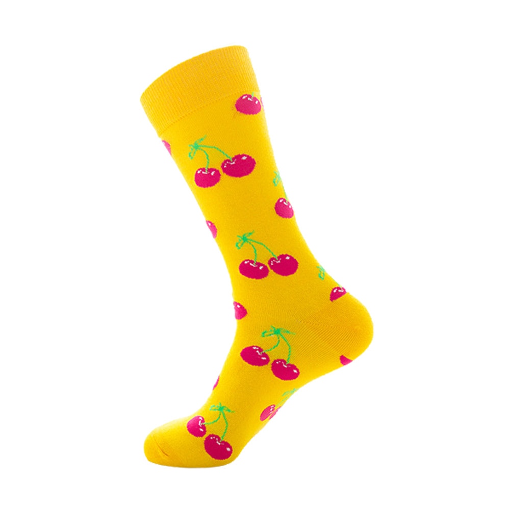 Men Socks Funny Cute Cartoon Graphics Fruits Orange Color Cherry Banana Strawberry Japanese Harajuku skateboard Sock
