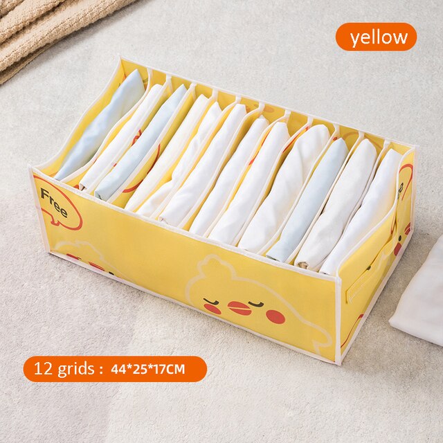 Clothes Organizer for Folded Clothes Large Capacity Wardrobe Clothes Storage with Reinforced Handle for Sweaters Underwear: Yellow / 7grids