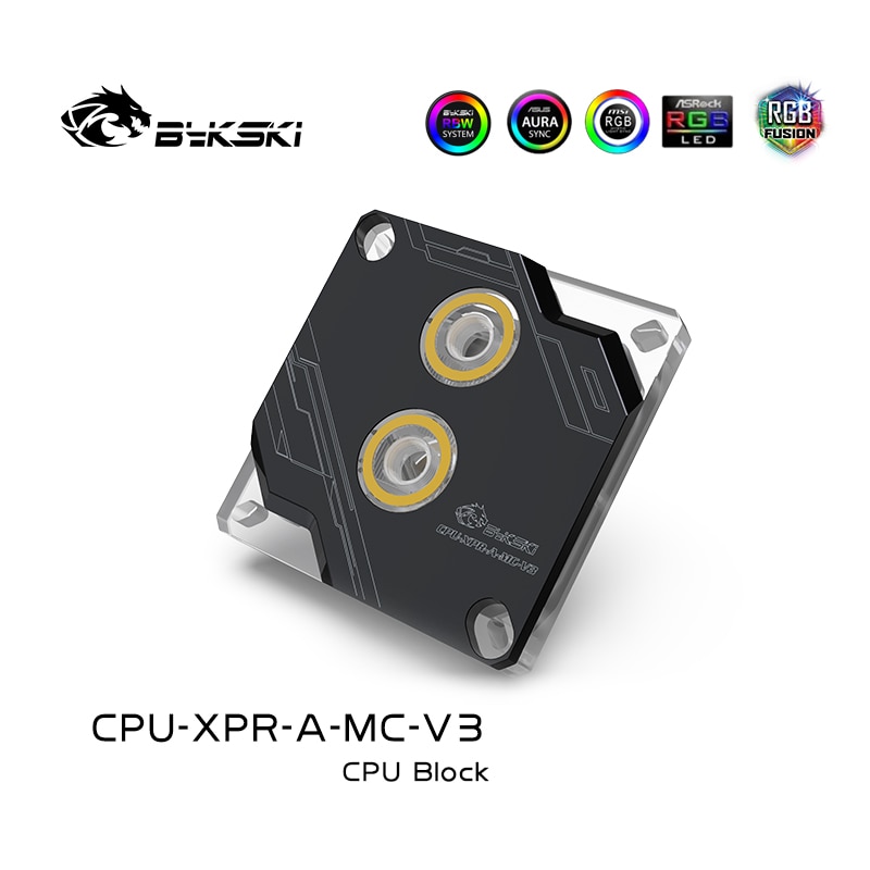 Bykski CPU-XPR-A-MC-V3 RBW RGB Led CPU Water Cooling Block for Intel 115x 1200 1700 Black