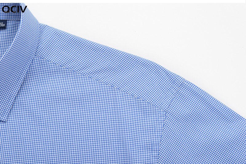 Stor størrelse 5xl 6xl 7xl 8xl 9xl 10xl fine rutete houndstooth tilfeldig langermet skjorte merkeklær 100%  bomullsskjorte menn