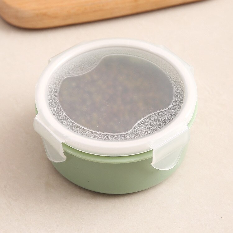 Round Mini Refrigerator Storage Box Kitchen Small Lunch Box Bento Box Plastic Storage Box Rectangular Sealed Box: Light Green