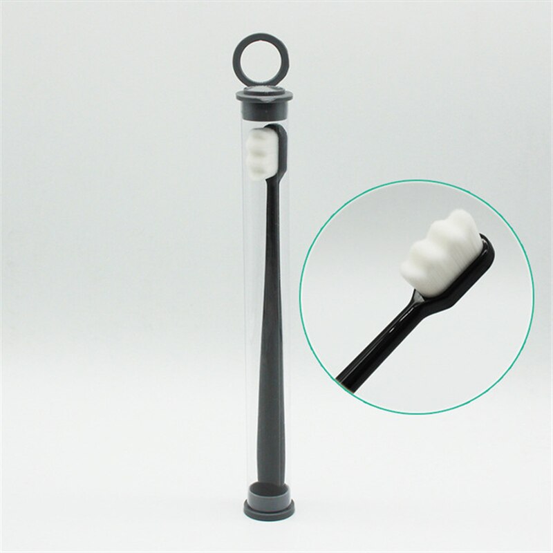 Ultra Fine Soft Toothbrush Portable Eco-friendly Teethbrush Dental Oral Care Teeth Cleaning Protect Tooth Brush with Box Travel: Black Bent
