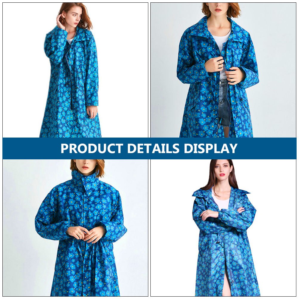 Women Waterproof Hooded Raincoat Light Foldable Windproof Long Rainwear