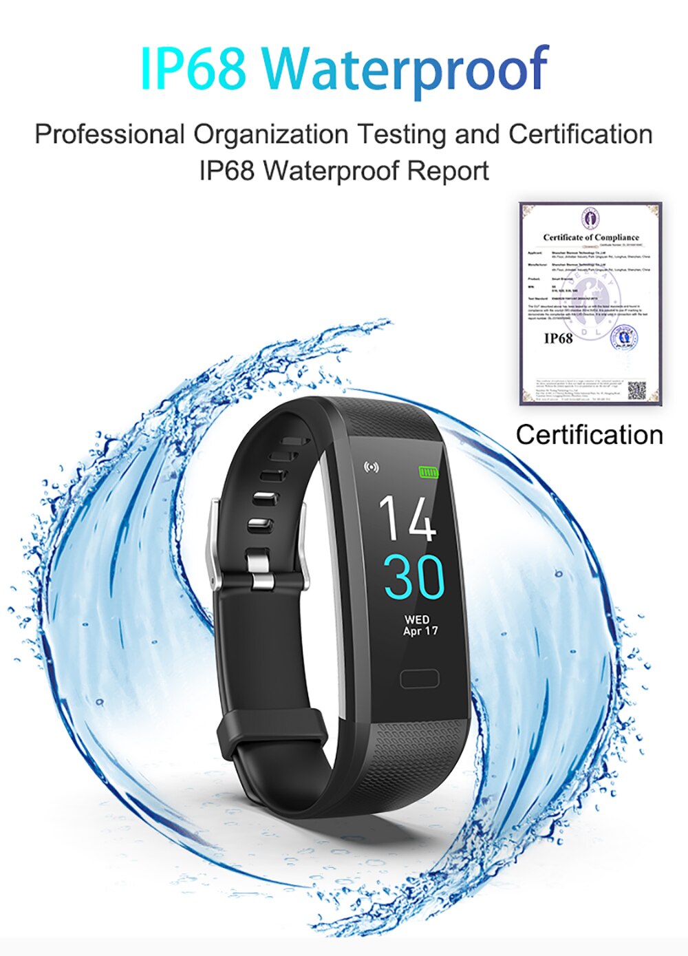 Smart klocka dam sport män smart band blodtrycksmätare  ip68 vattentätt smartwatch armband för android ios telefon