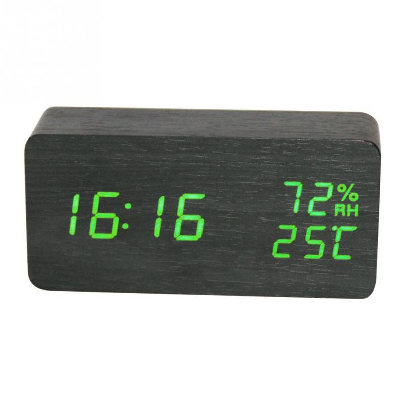 Bedroom Alarm Clock Home Bedside Desktop Wood Alarm Clock Living Room Multifunction Electronic LED Display Desk Alarm Clock