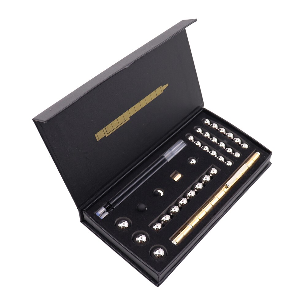 Magnetic Pen And Fun Metal Magnetism Pressure Relief Pen Magnet Water-Based Pen Box Fun Magnet Pen: L box gold