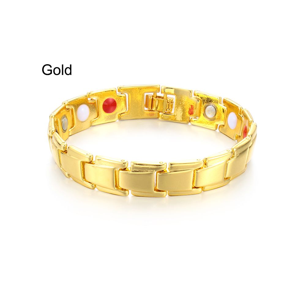Bracelet de thérapie magnétique pour hommes, bijoux de santé, en acier inoxydable, couleur or, détachable: Gold