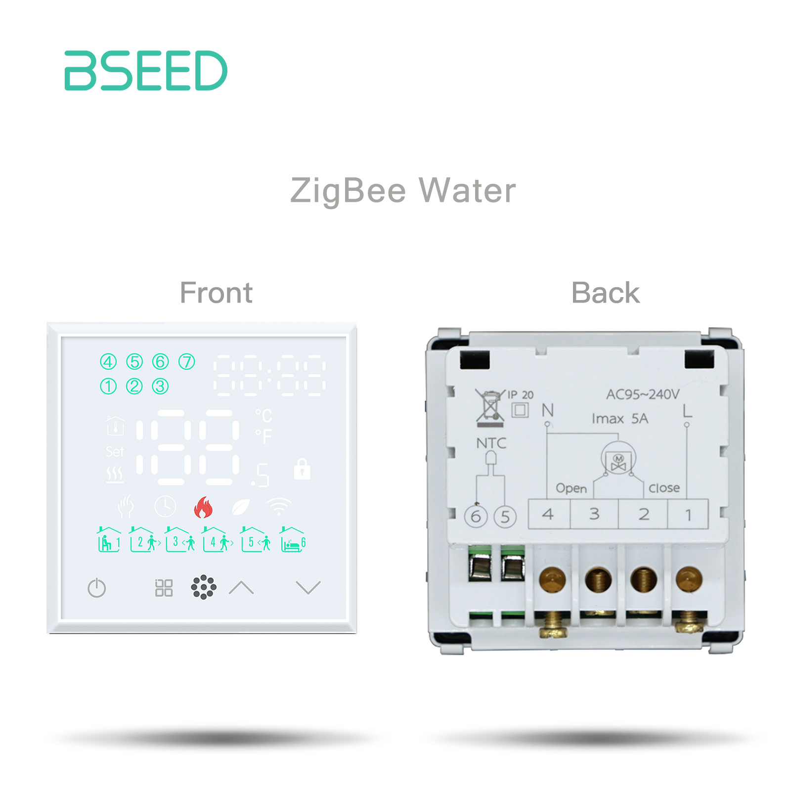 BSEED Touch Screen Electric Floor Heating Water Boiler Room Thermostat Module Part ZigBee Alexa Temperature Controller APP: Orange