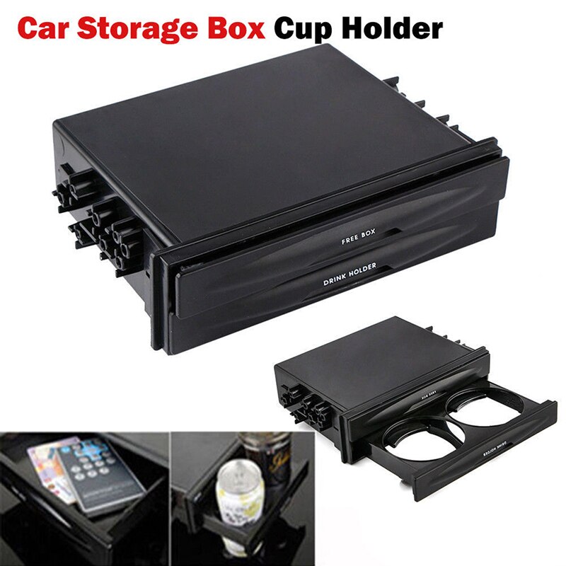 1PC Car Double Din Radio Pocket Installation Dash Storage Box Cup Holder