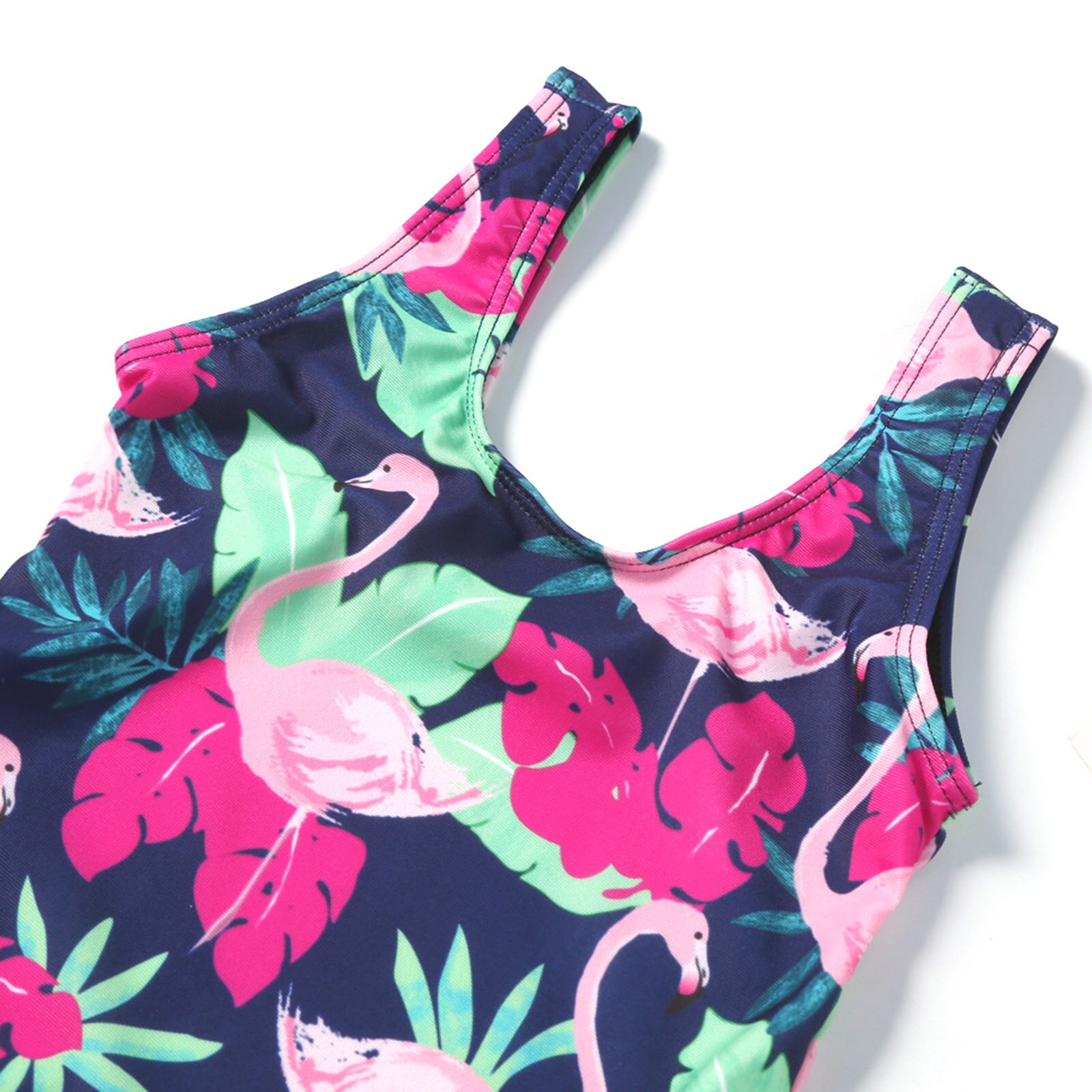 Little Girls Breathable One-piece Swimsuit Summer Children Cute Flamingo Printing Flouncing Sleeveless Swimwear