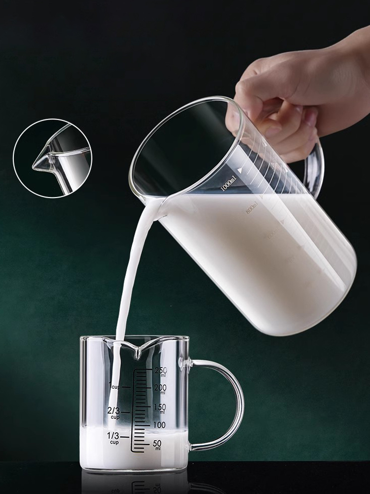 1pcs Glazen Maatbeker Met Handvat hittebestendig Laboratorium Beker Keuken Melk Koffie Maatbeker 250/350/500/1000ml
