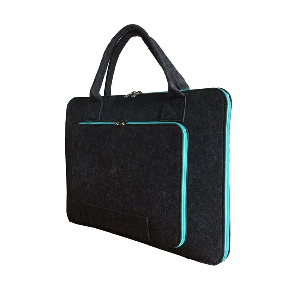 Laptop Bag 17.3" Wool Felt Laptop Bag Handbag 11 13 14 15.6" for MacBook Pro 16.1 for Lenovo Dell HP Asus Computer Bag Men Women: Black and green / 15.6-inch