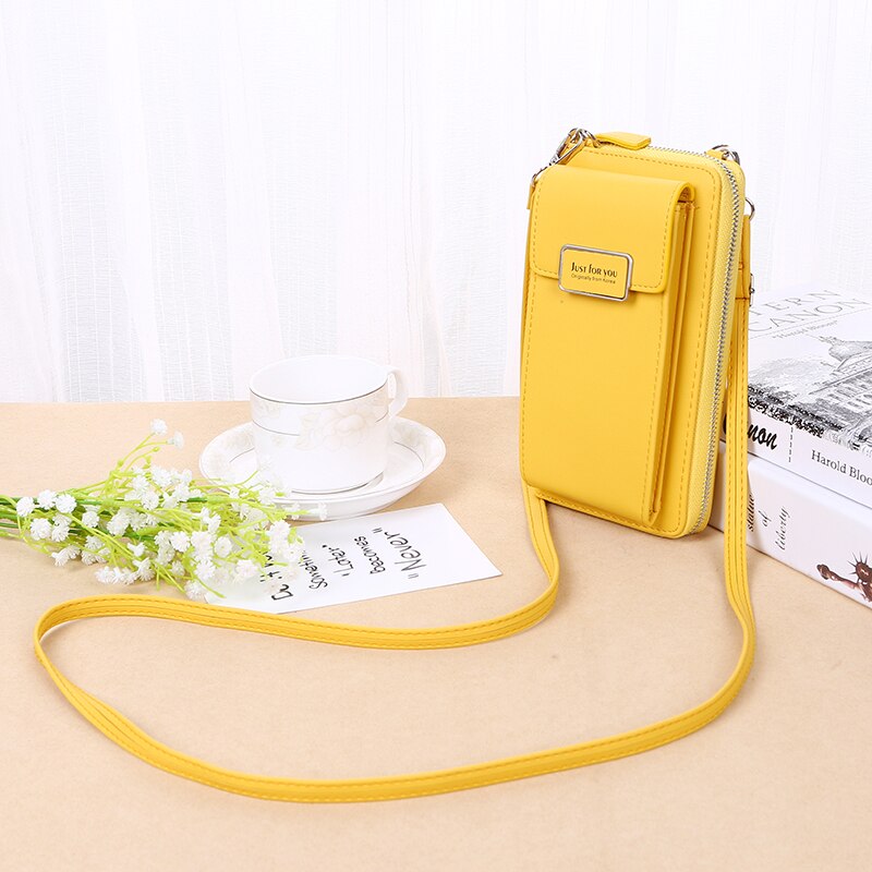 Forever baellerry women wallet vertical crossbody mobile phone wallet zipper clutch wallet: Yellow
