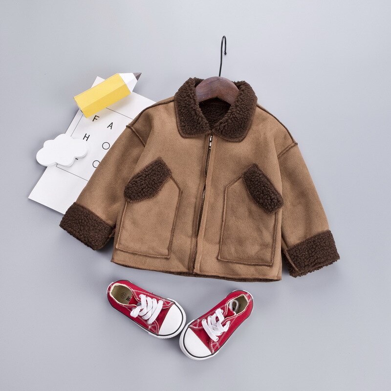 Jongens Plus Fluwelen Jasje Buitenlandse Baby Winter Jas Verdikking Kinderen Winter Windjack: Bruin / 6m