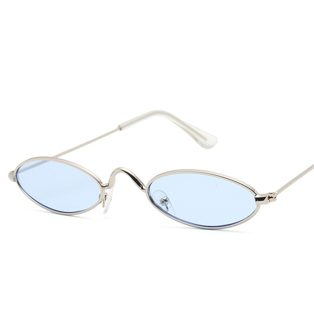 Unisex Mannen Dames Oval Zonnebril Shades Mannelijke Vrouwen Retro Zonnebril Uv Driving Travelling Zonnebril: Silver Blue