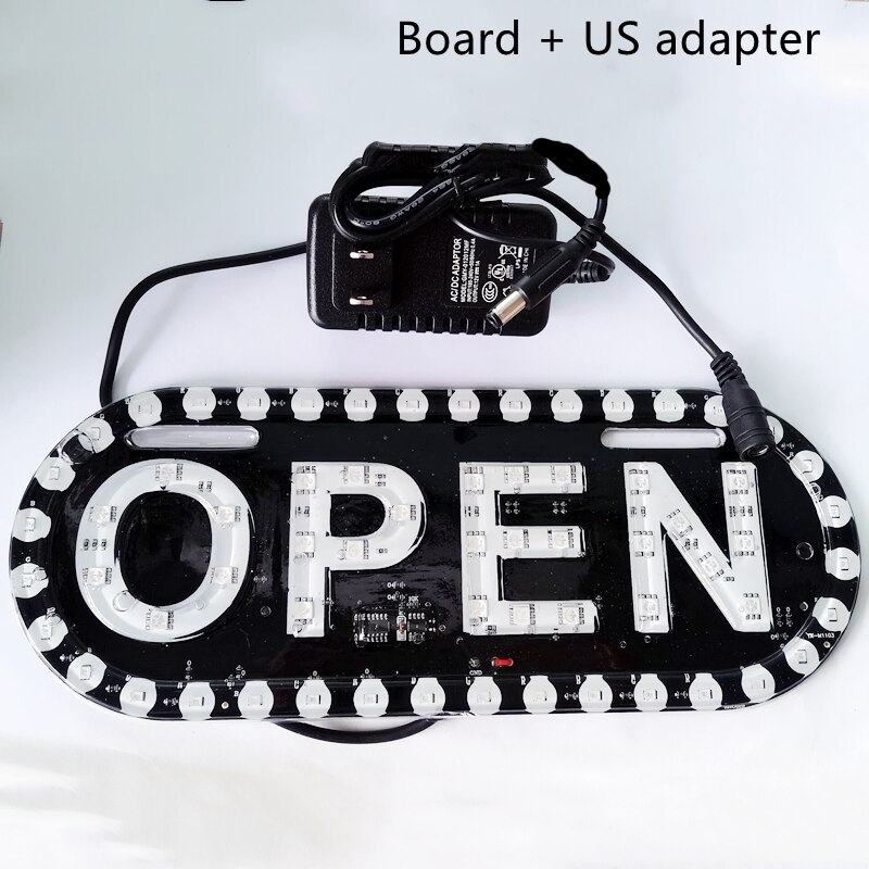 Panneau publicitaire à LED, panneau d&#39;affichage, pour magasin, bannière ouverte, lumière LED dc 12v: board and US adapter