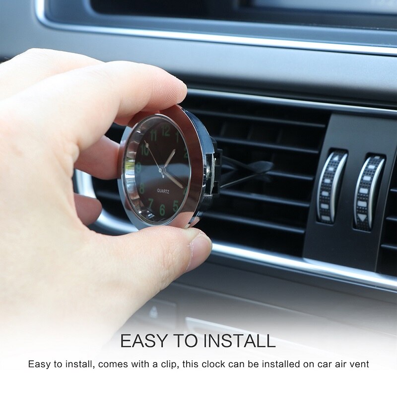 Analog Car Clock Anti-vibration Metal+ABS 43mm Mini Luminous Electronic