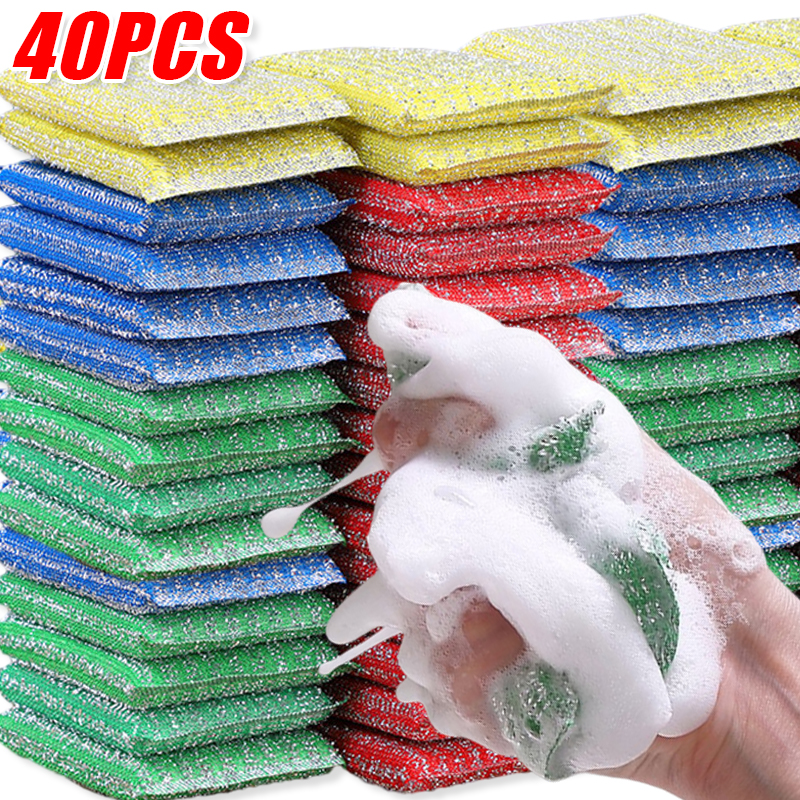 40/4 Stuks Keuken Spons Veeg Verdikte Herbruikbare Dubbele Side Rag Afwassen Pannen Schuursponsje Huishoudelijke Schoonmaakmiddelen Gadgets