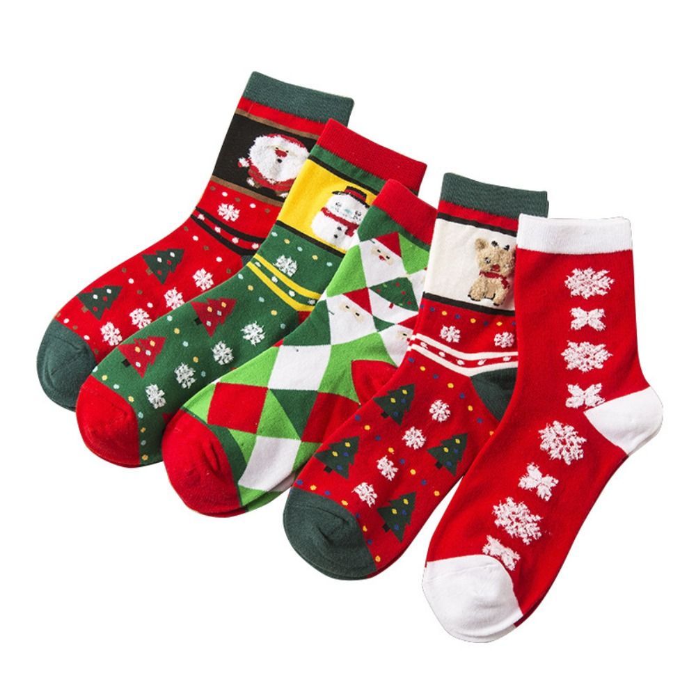 Chaussettes de Noël - Épais Coton Crew Socks - Renne & Cartoon Bas - Toutes Saisons