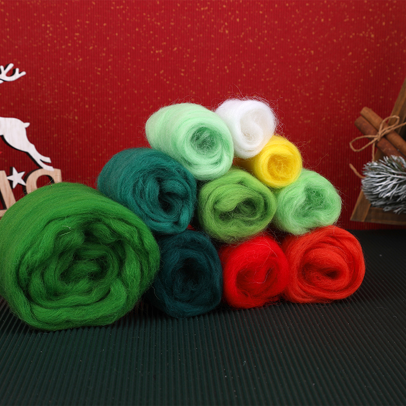 KRABALL-Kit de fieltro de lana navideña con instrucciones de aguja y caja de para hacer muñecas, accesorios artesanales hechos a mano, conjunto de herramientas