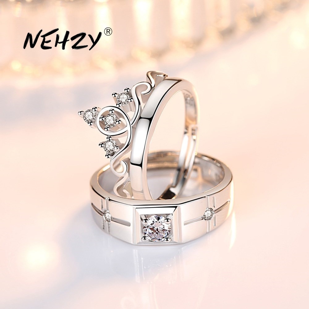 Nehzy 925 Sterling Zilveren Sieraden Mode Paar Ring Engagement Wedding Anniversary Vrouw Man Kroon Open Ring