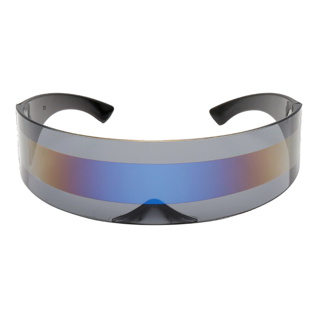 Cyclops Shield – lunettes de soleil en plastique, lentille de couleur néon, lunettes de soleil à chaîne en plastique, futuriste, verres miroir: Gray