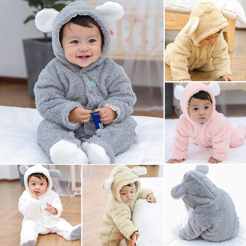 Pasgeboren Baby Winter Kleding Baby Baby Meisjes kleding soft fleece Uitloper Rompertjes pasgeboren-12 m Jongen Jumpsuit 7479