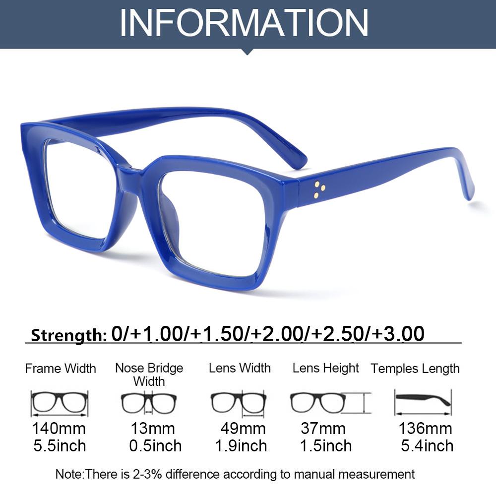 Oversized Square Reading Glasses Men Women Large Frame Presbyopia Eyeglasses Diopter +1.0~+4.0