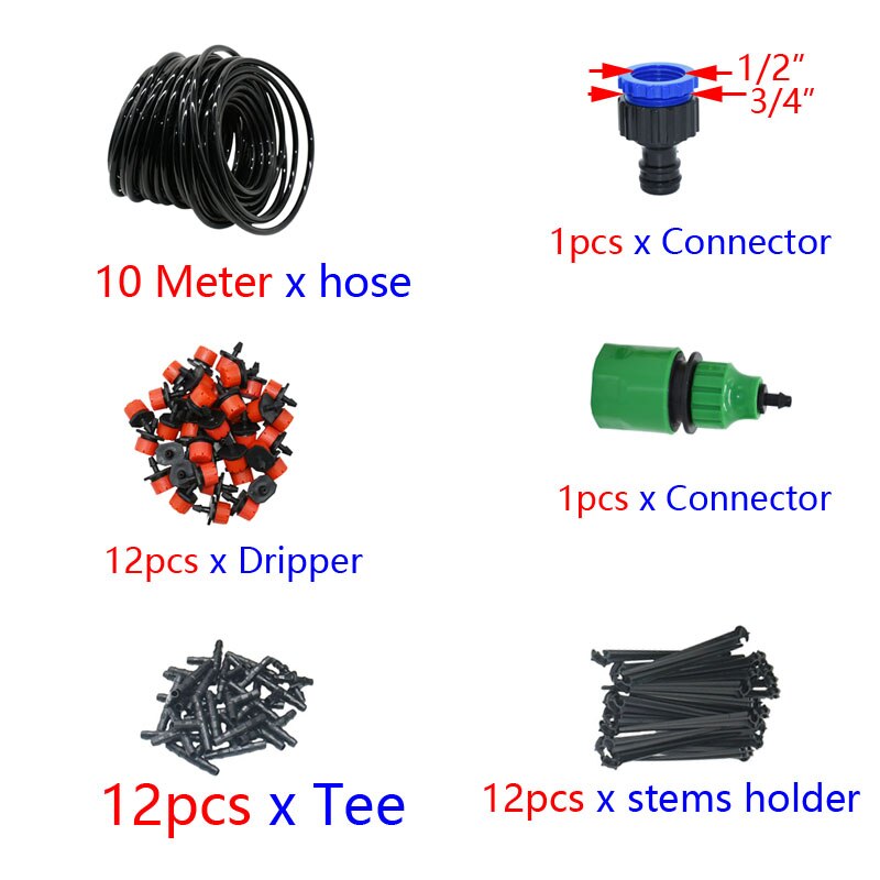 50M-5M DIY Drip Irrigation System Automatic Watering Garden Hose Micro Drip Watering Kits with Adjustable Drippers: 10M
