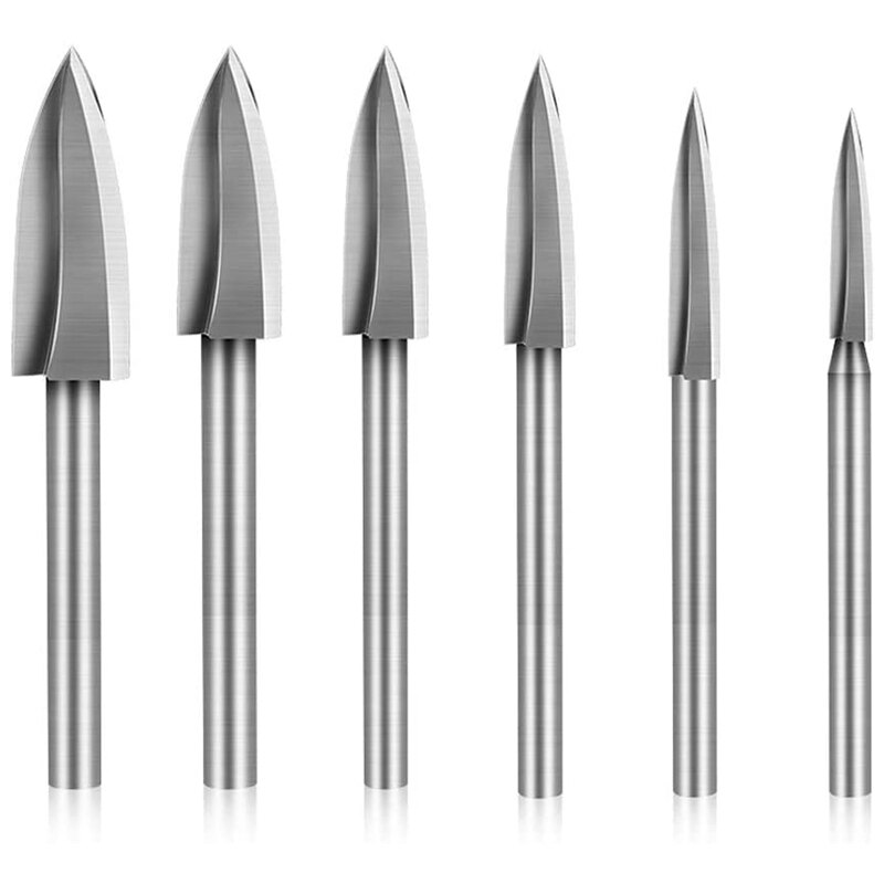 6Pcs Houtsnijwerk Gereedschap Houtsnijwerk En Graveren Boor Accessoires Bit Frees Carving Wortel Rotary Gereedschap: Default Title