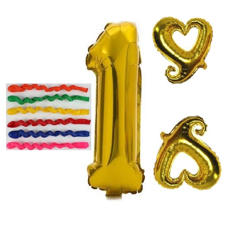 9 stk baby shower 1st fødselsdagsfest dekorationsforsyninger folie antal balloner 18 tommer hjerte latex helium oppustelig globos ballon: Guld