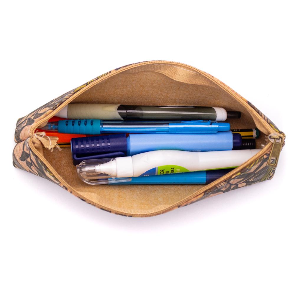 Zipper pouch Large pencil case natural cork pattern BAG-838