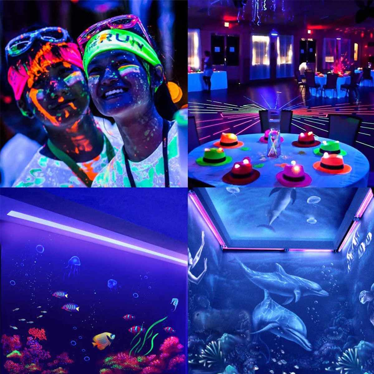 36W Disco Light UV LED Blacklight Integrated Tube UV Lamp LED Violet Light Tube for Blacklight Party Body Paint USB Charging