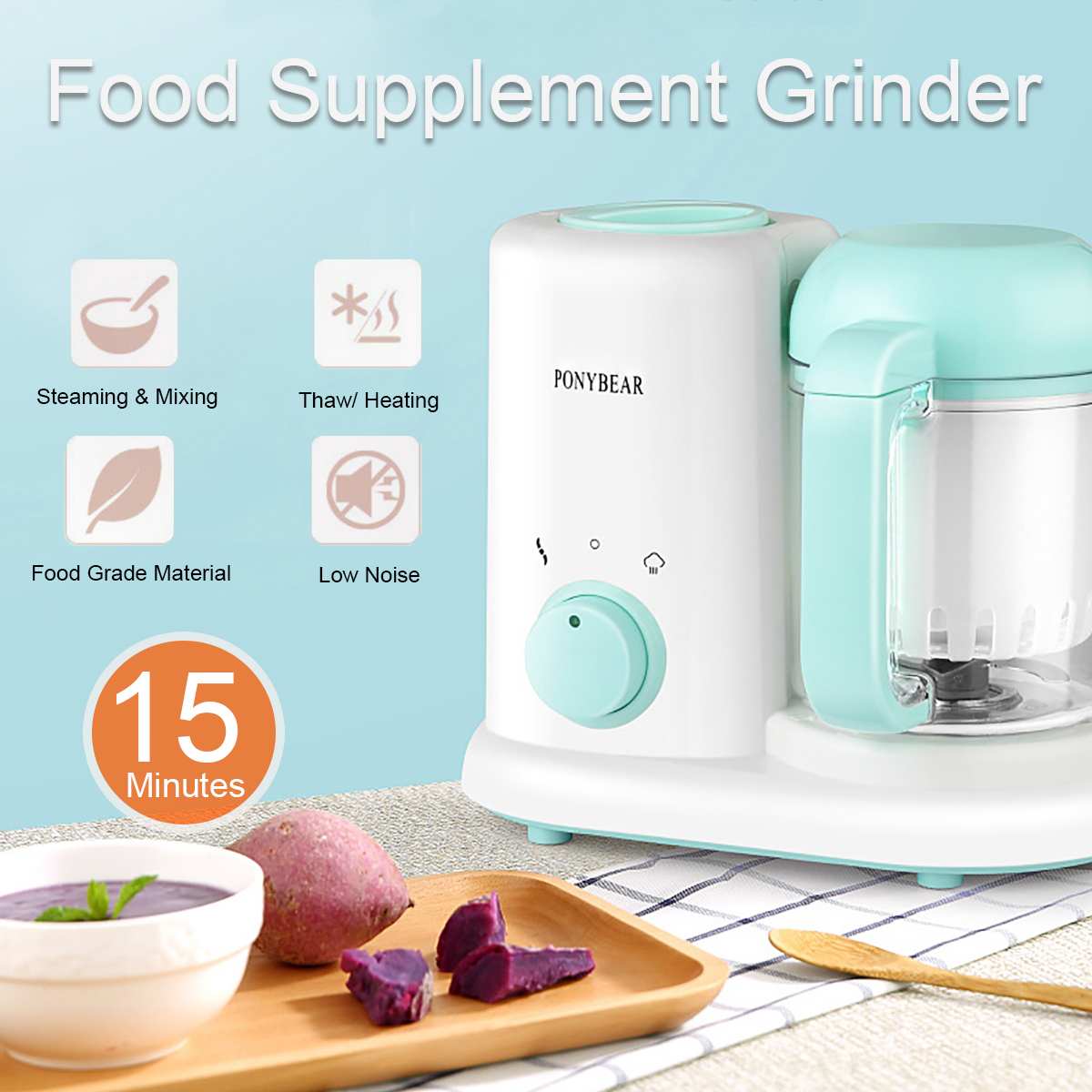 190ml Capacity Blender Electric Baby Food Maker Steamer Mixing Grinder Multi-functional Food Processor Chopper Cooking Tool