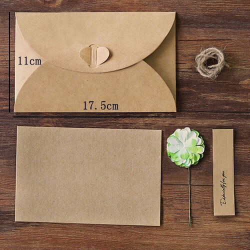 17.5 x 11cm 1pc kraftpapper kuvertpåsar vintage kuvert för kort scrapbooking brevpapper kuvert: L grön nejlika