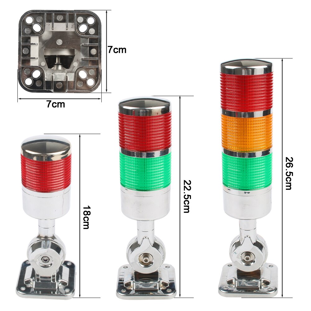 Sliver roterbar 180 stack ljus röd orange bärnsten grön varningsljus industriell för cnc maskin  dc12-24v fast blixt ljus led
