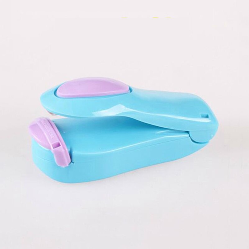 1pc bärbara hushålls mini värmeförseglingsmaskin förseglare impuls plast polypåse inte batteri hem värmeförseglingspaket återförslutare: Blå