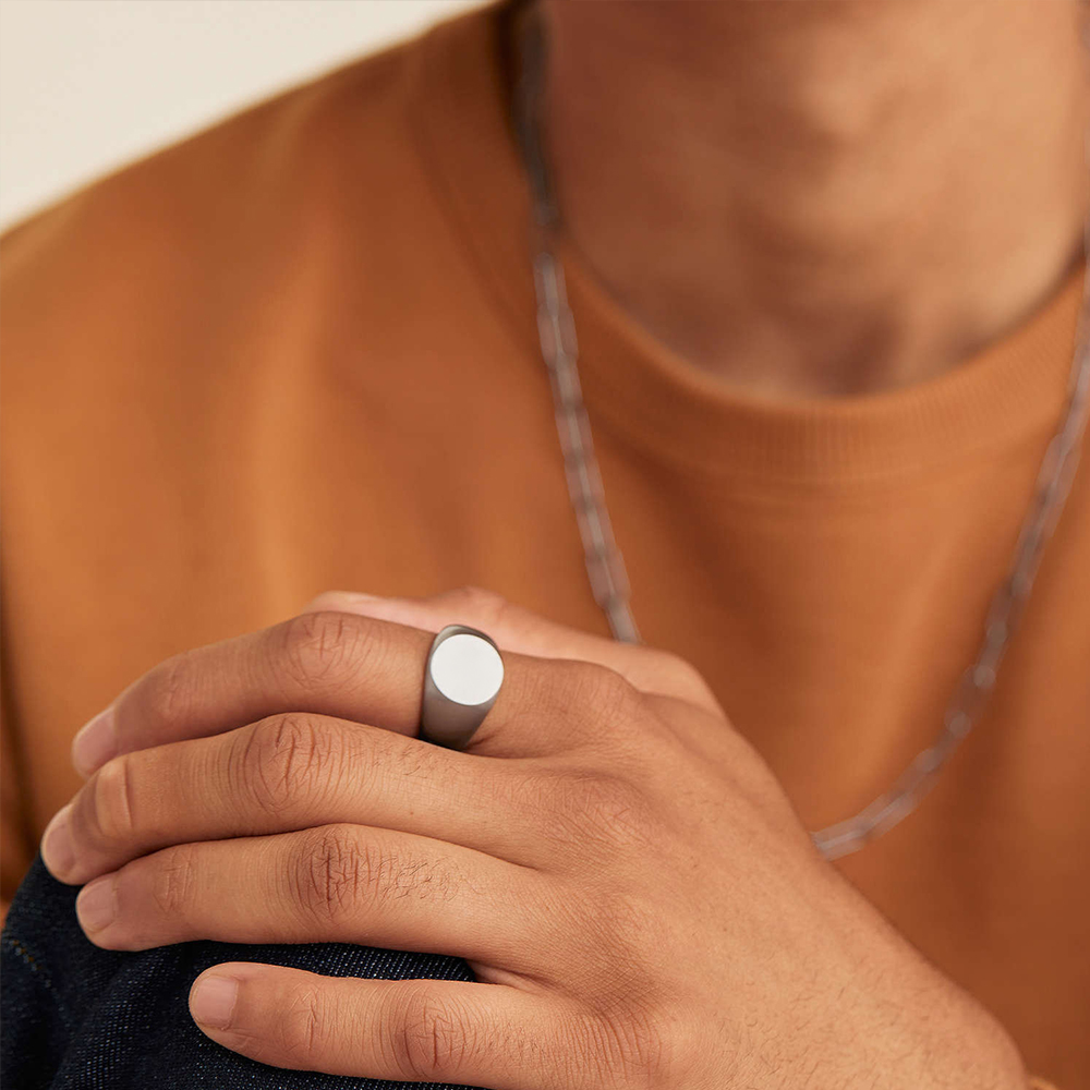EManco-Bague Ronde Épaisse en Acier Inoxydable pour Femme, Minimaliste, oral alière, Timbre Lettre, Top Initial Punk, , Bijoux Carimplantés