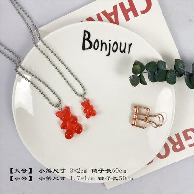 popular gummy bear trendy necklace women stainless steel chain womens necklace cheap jewelry with: red-big