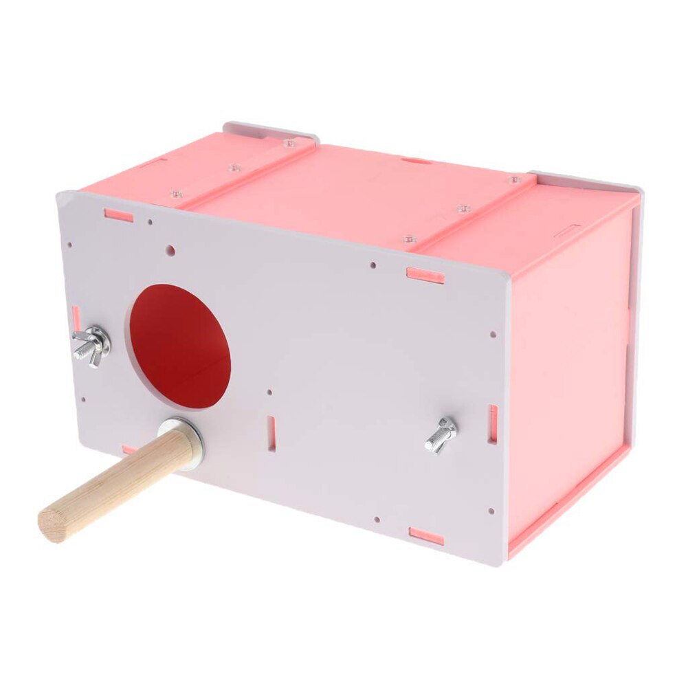 Wood Pet Bird Breeding Box Bird Incubator Box Bird Parrot Breeding Cages Pet Accessories Home With Station Sticks And Screws: pink
