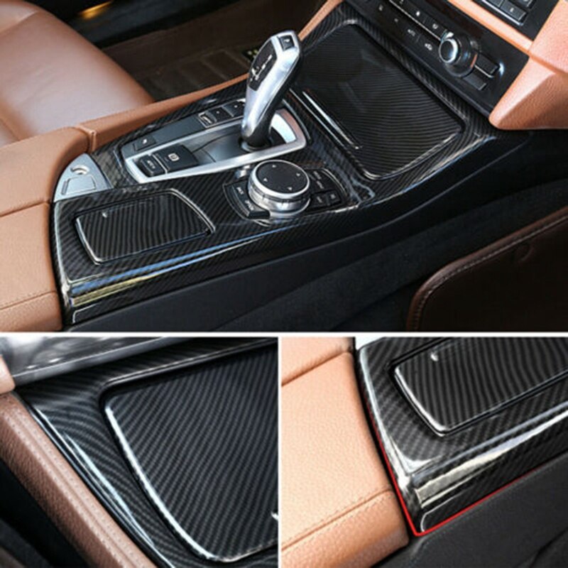 Carbon Fiber Center Console Gear Shift Panel Cover Trim For-BMW 5 Series F10