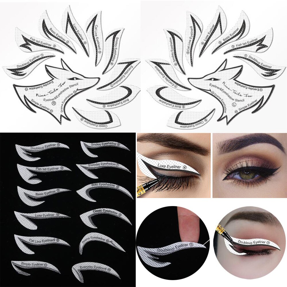 24 Pcs Eye Make-Up Stencils Wenkbrauwen Oogschaduw Make Template Sticker Kaart Stencils 12 Stijlen Sjablonen Te Gebruiken Stencils