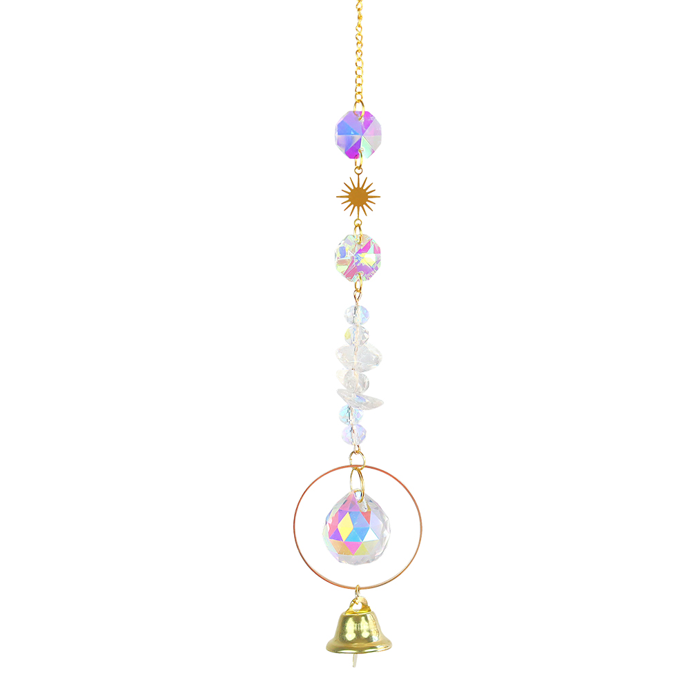 Hanging Crystal Suncatcher Star Craft Sun light Catcher Window Car Moon Bell Pendant Rainbow Maker Home Garden Wall Wind Chime: C